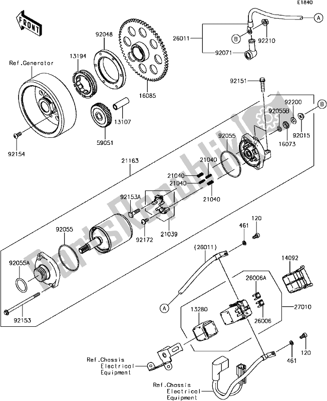 All parts for the C-14starter Motor of the Kawasaki Z 900 2017