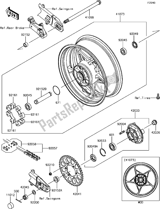 Todas las partes para E-14rear Hub de Kawasaki Z 900 2017