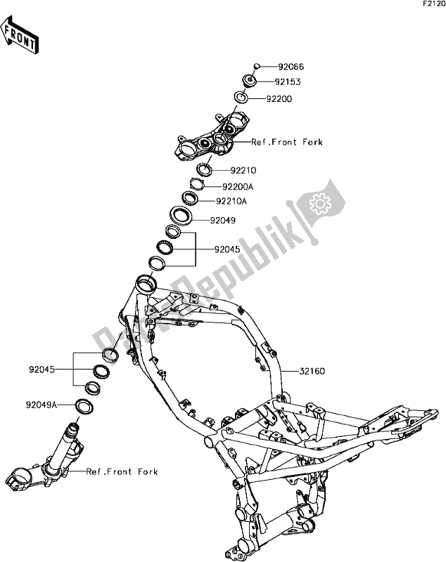 All parts for the E-3 Frame of the Kawasaki Z 900 2017