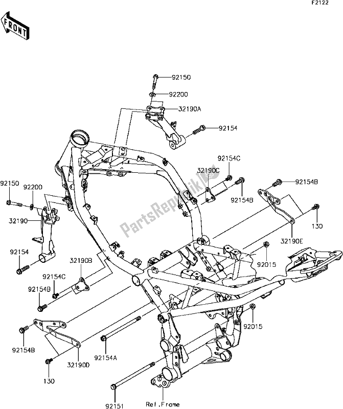 Alle onderdelen voor de E-4 Engine Mount van de Kawasaki Z 900 2017