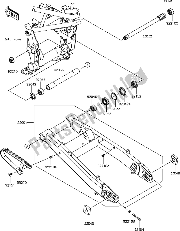 All parts for the E-6 Swingarm of the Kawasaki Z 900 2017