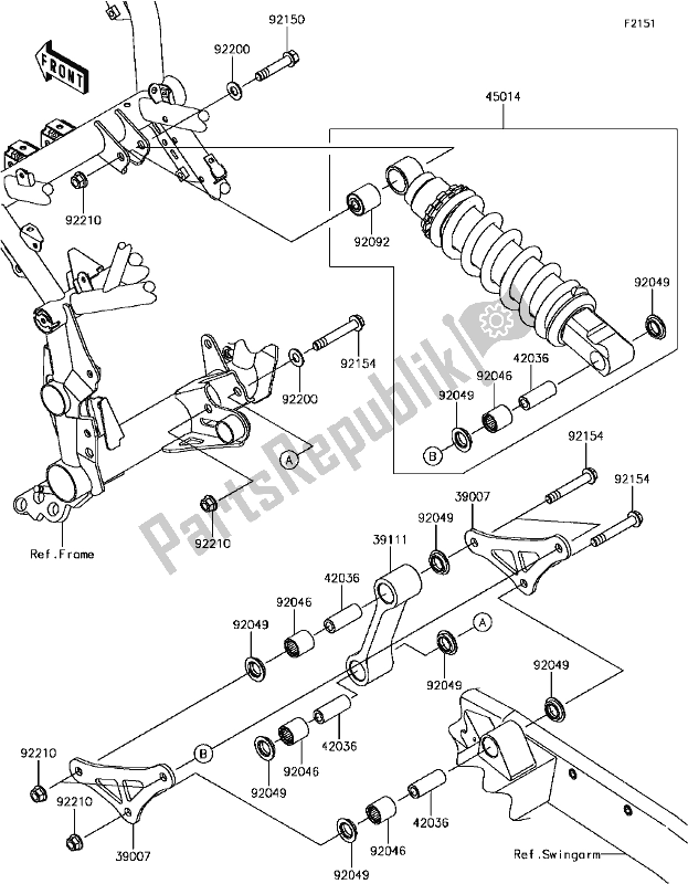 Alle onderdelen voor de E-7 Suspension/shock Absorber van de Kawasaki Z 900 2017