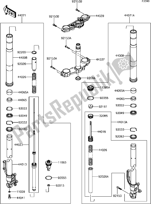 All parts for the F-10front Fork of the Kawasaki Z 900 2017