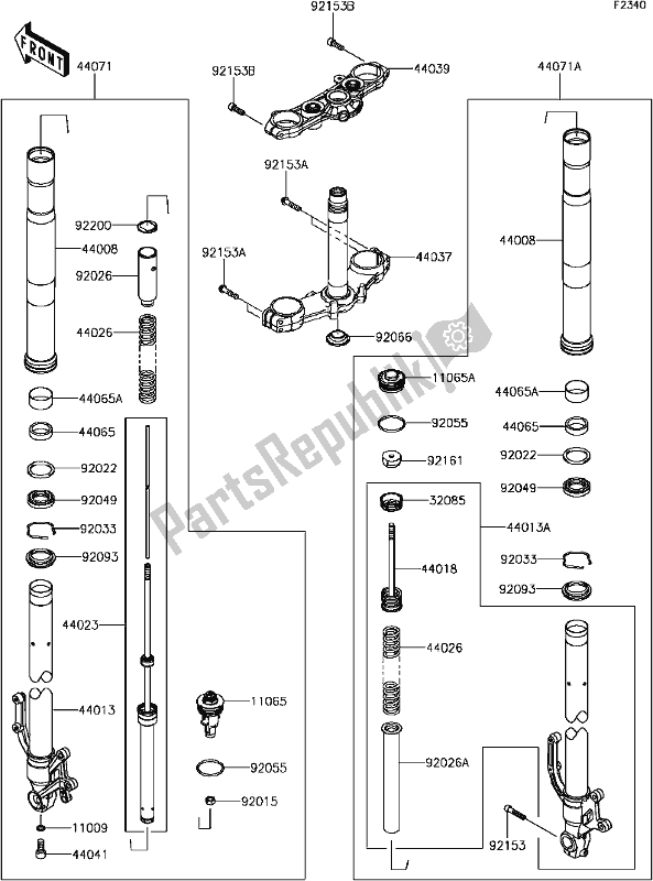 All parts for the F-10front Fork of the Kawasaki Z 900 2017