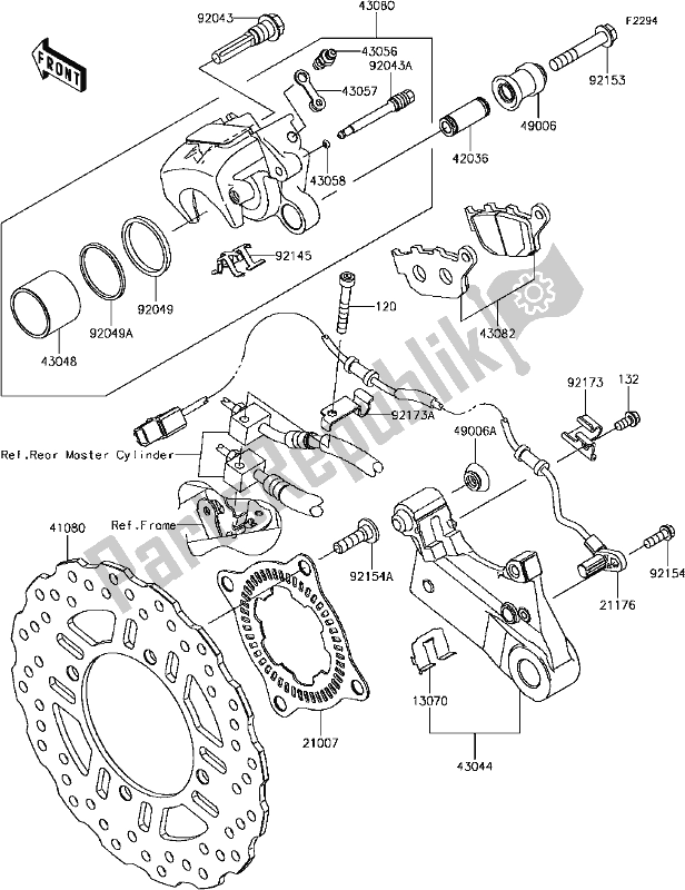 Alle onderdelen voor de F-8 Rear Brake van de Kawasaki Z 900 2017