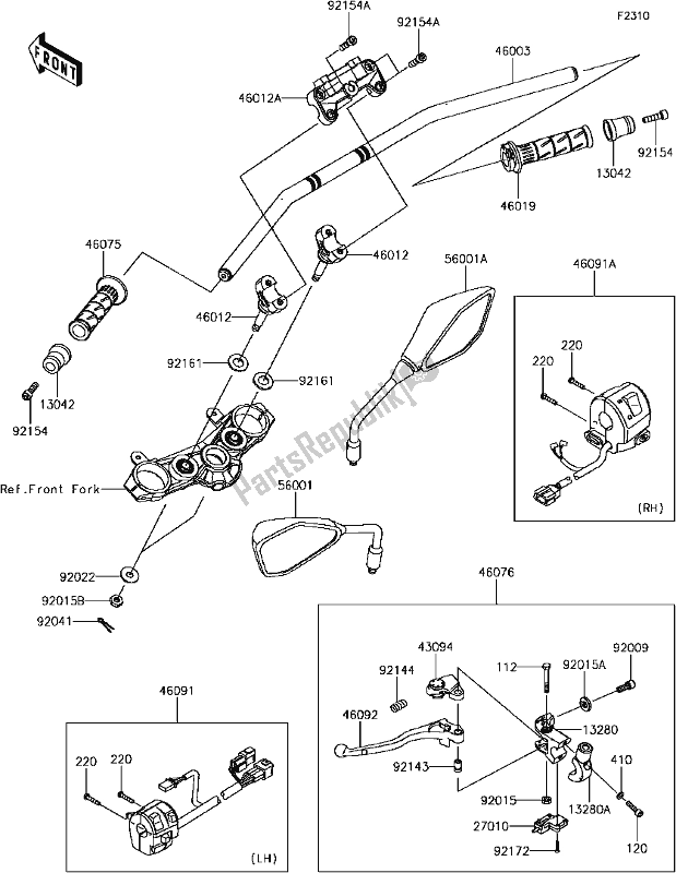 Todas las partes para F-9 Handlebar de Kawasaki Z 900 2017