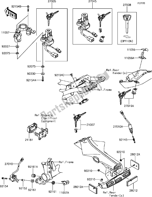 Alle onderdelen voor de G-9 Ignition Switch van de Kawasaki Z 900 2017