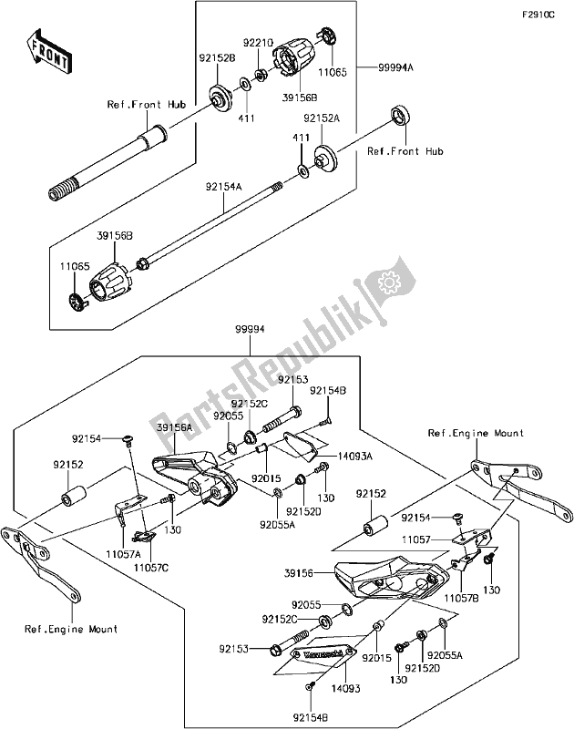 Alle onderdelen voor de H-6 Accessory(slider) van de Kawasaki Z 900 2017