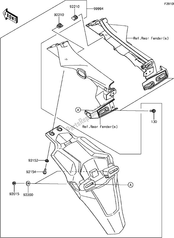 Alle onderdelen voor de H-9 Accessory(extended Flap) van de Kawasaki Z 900 2017