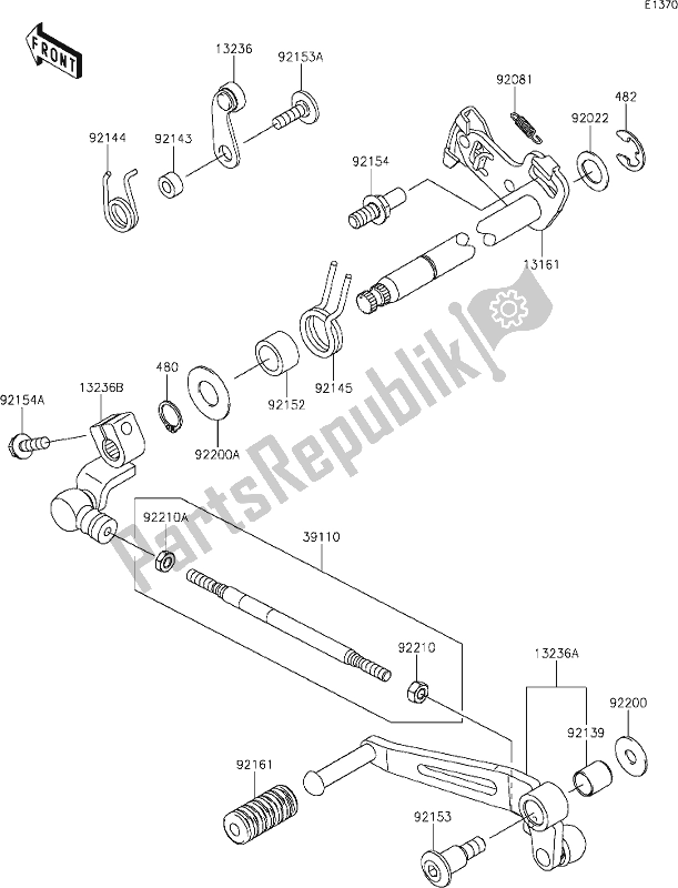 All parts for the 13 Gear Change Mechanism of the Kawasaki Z 900 2018