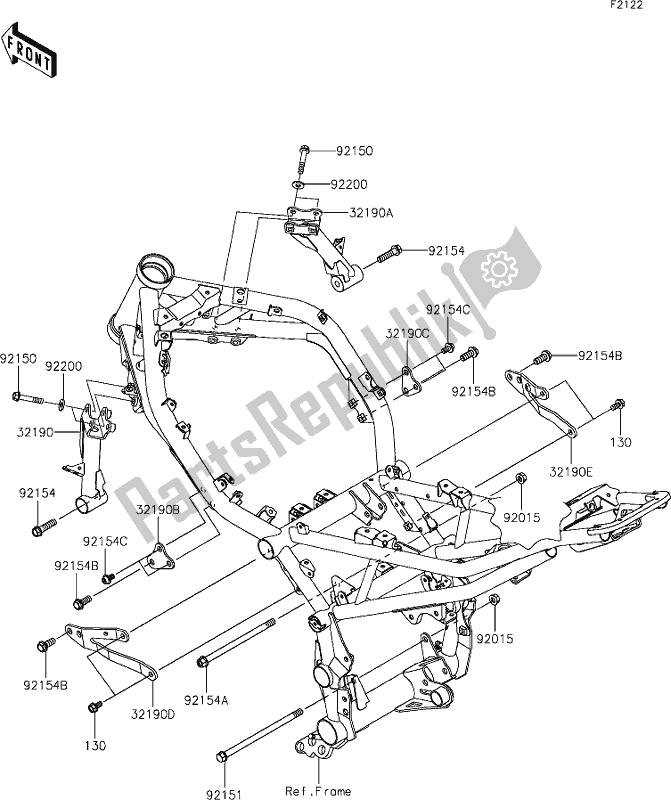 Alle onderdelen voor de 28 Engine Mount van de Kawasaki Z 900 2018