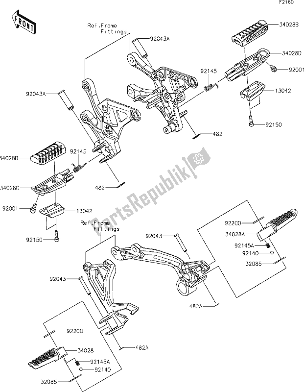 All parts for the 32 Footrests of the Kawasaki Z 900 2018