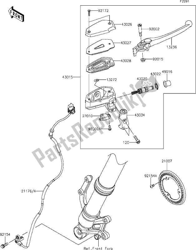 All parts for the 41 Front Master Cylinder of the Kawasaki Z 900 2018