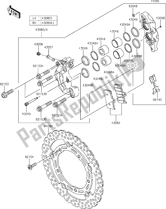 Alle onderdelen voor de 42 Front Brake van de Kawasaki Z 900 2018