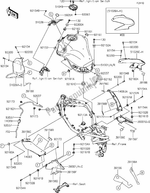 Alle onderdelen voor de 47-1fuel Tank van de Kawasaki Z 900 2018