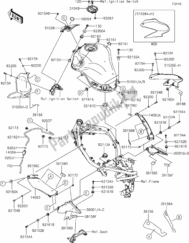 All parts for the 47 Fuel Tank of the Kawasaki Z 900 2018