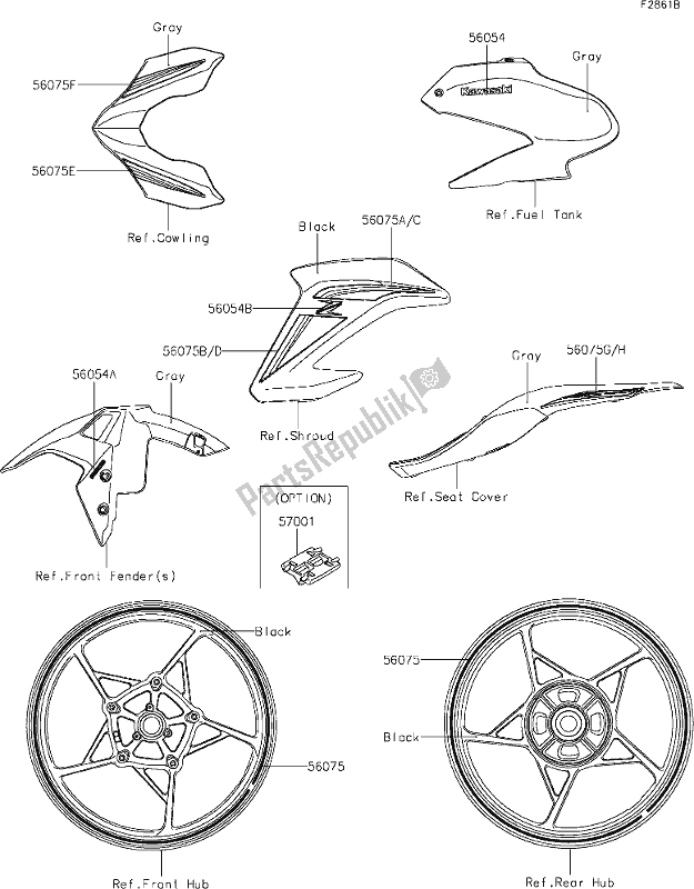 Todas las partes para 61 Decals(gray)(bjf) de Kawasaki Z 900 2018