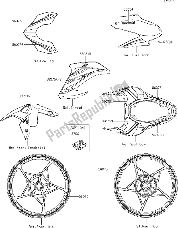 Toutes les pièces pour le 62 Decals(black)(bkf) du Kawasaki Z 900 2018