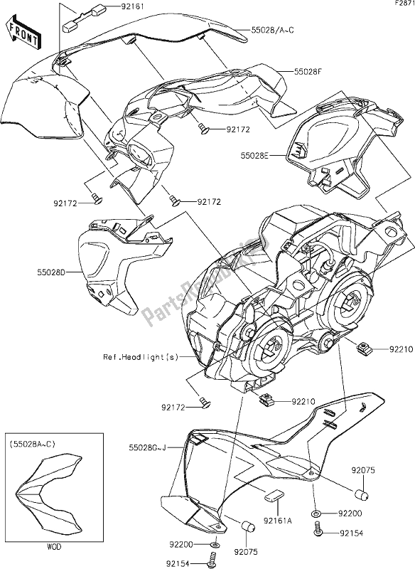 Todas as partes de 64 Cowling do Kawasaki Z 900 2018