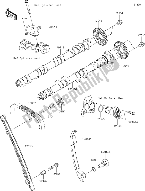 All parts for the 7 Camshaft(s)/tensioner of the Kawasaki Z 900 2018