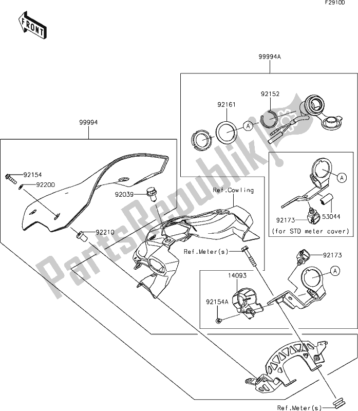 Alle onderdelen voor de 70 Accessory(large Meter Cover) van de Kawasaki Z 900 2018
