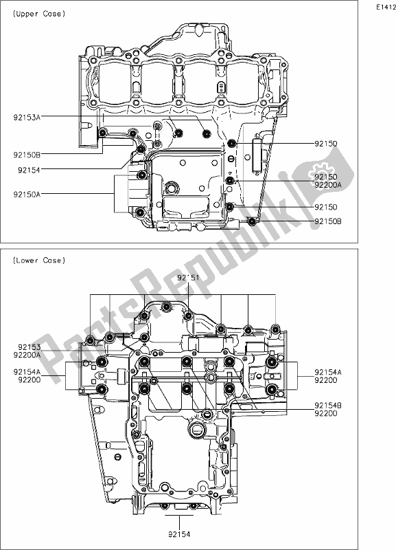 All parts for the 15 Crankcase Bolt Pattern of the Kawasaki Z 900 2019