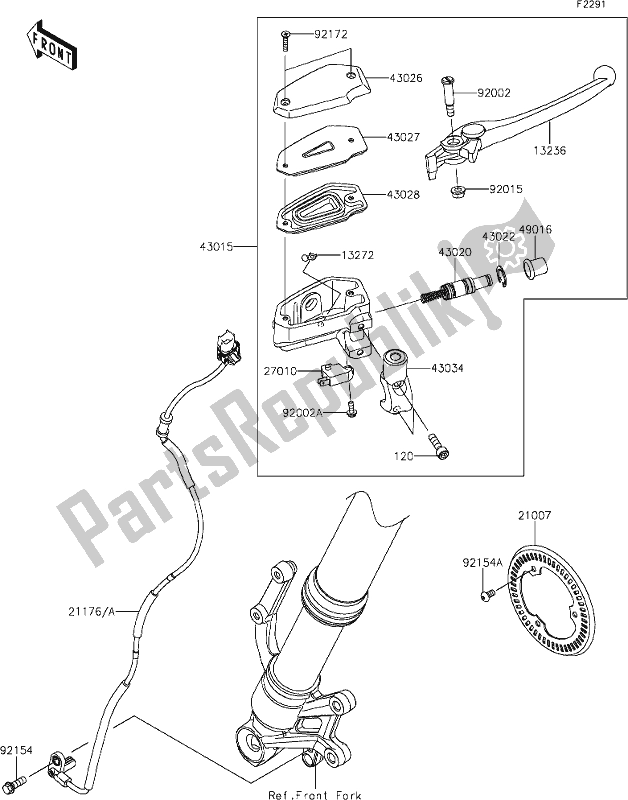 All parts for the 41 Front Master Cylinder of the Kawasaki Z 900 2019
