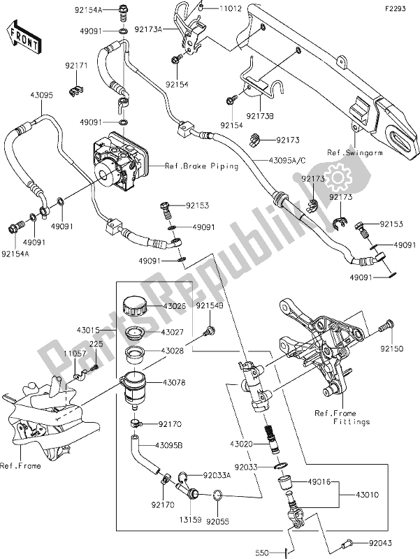 All parts for the 43 Rear Master Cylinder of the Kawasaki Z 900 2019