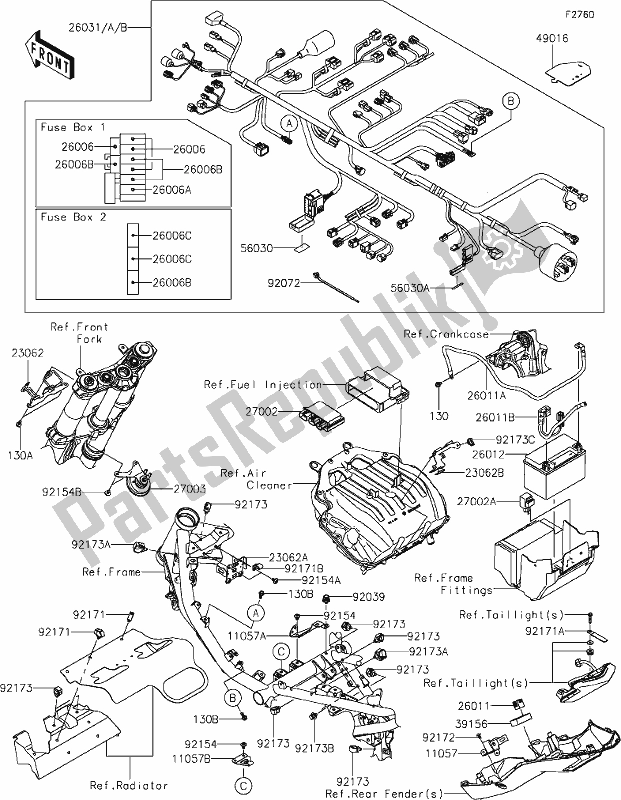 Todas as partes de 55 Chassis Electrical Equipment do Kawasaki Z 900 2019