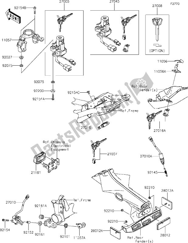 All parts for the 56 Ignition Switch of the Kawasaki Z 900 2019