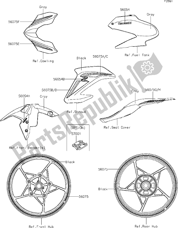 Alle onderdelen voor de 59 Decals(gray)(bhf) van de Kawasaki Z 900 2019