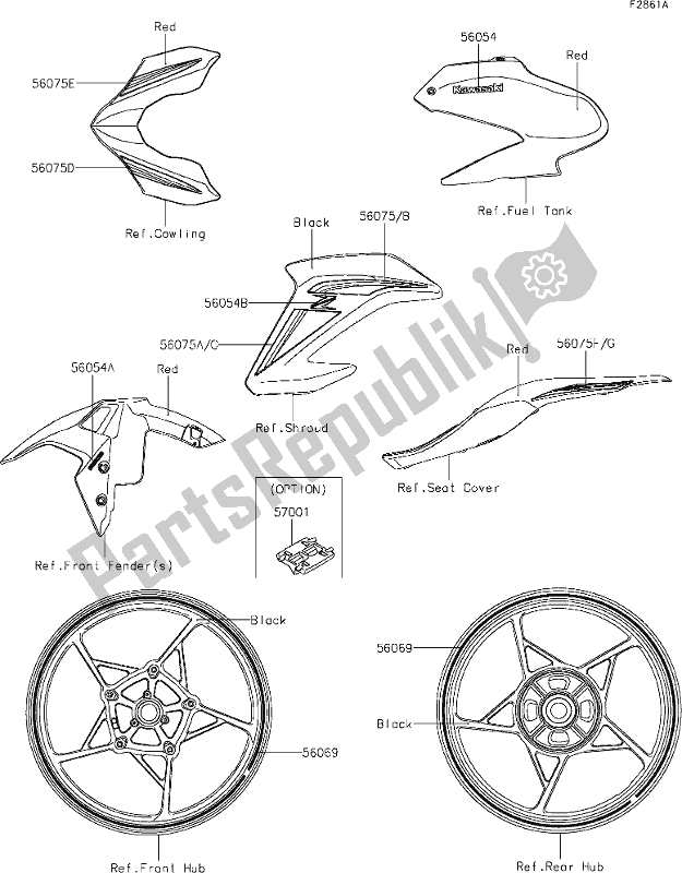 All parts for the 60 Decals(red)(bjf) of the Kawasaki Z 900 2019