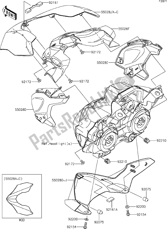 All parts for the 64 Cowling of the Kawasaki Z 900 2019