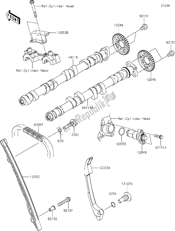 All parts for the 7 Camshaft(s)/tensioner of the Kawasaki Z 900 2019