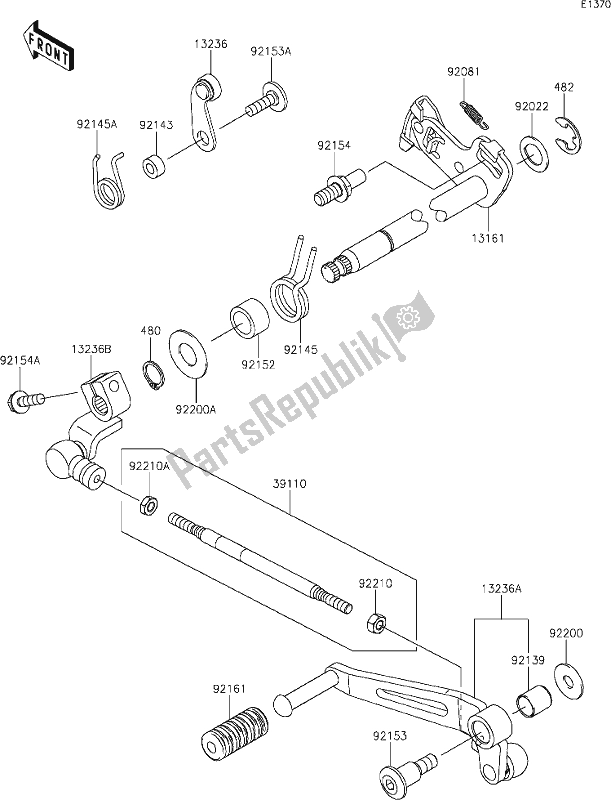 Tutte le parti per il 13 Gear Change Mechanism del Kawasaki Z 900 2020