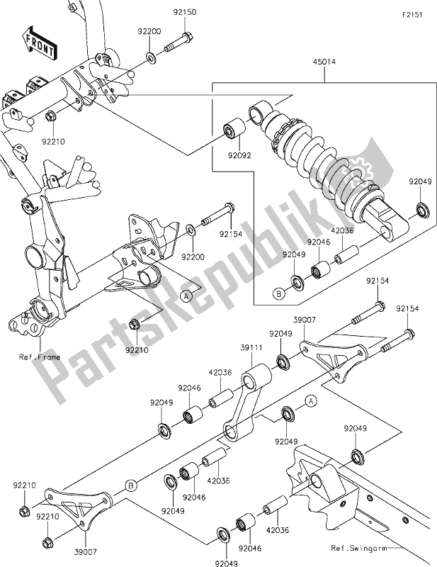 Alle onderdelen voor de 31 Suspension/shock Absorber van de Kawasaki Z 900 2020