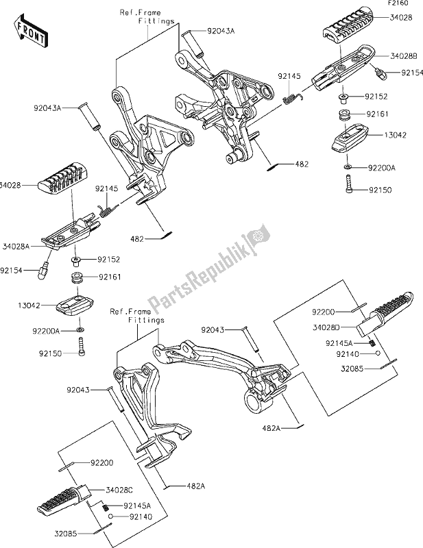 Alle onderdelen voor de 32 Footrests van de Kawasaki Z 900 2020