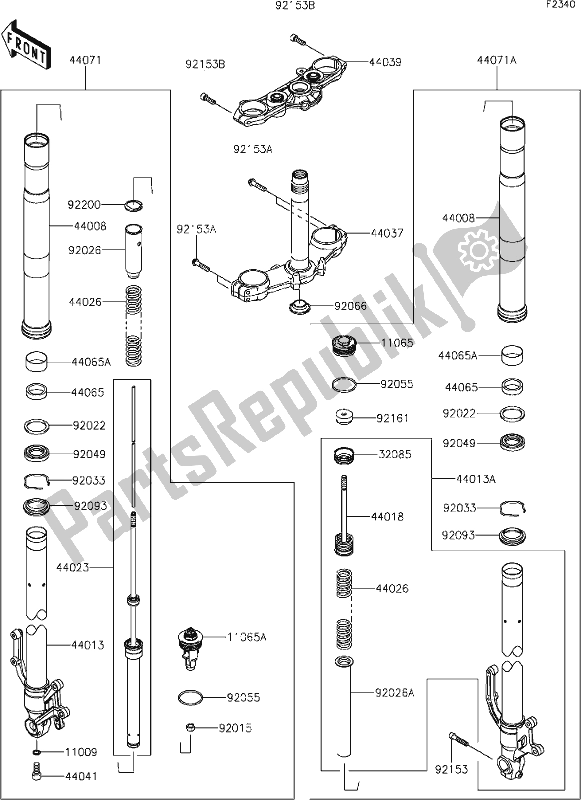 Alle onderdelen voor de 46 Front Fork van de Kawasaki Z 900 2020