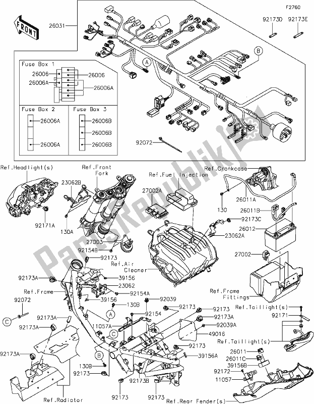 Alle onderdelen voor de 55 Chassis Electrical Equipment van de Kawasaki Z 900 2020