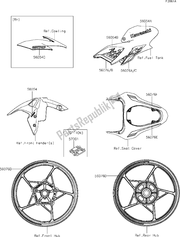 Tutte le parti per il 60 Decals(black) del Kawasaki Z 900 2020