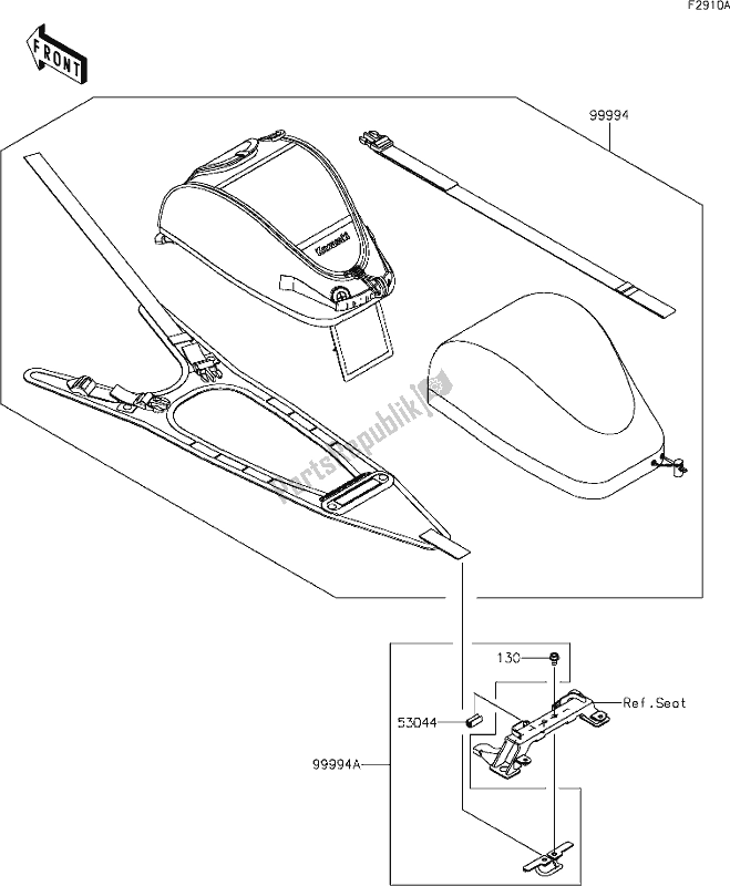 Alle onderdelen voor de 64 Accessory(tank Bag) van de Kawasaki Z 900 2020