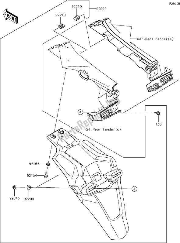 Alle onderdelen voor de 65 Accessory(extended Flap) van de Kawasaki Z 900 2020