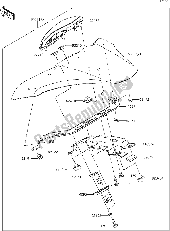 All parts for the 67 Accessory(pillion Seat Cover) of the Kawasaki Z 900 2020