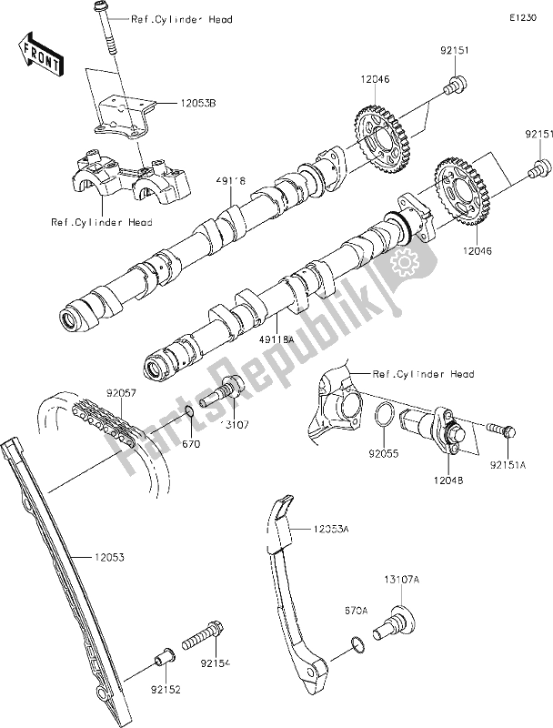 All parts for the 7 Camshaft(s)/tensioner of the Kawasaki Z 900 2020