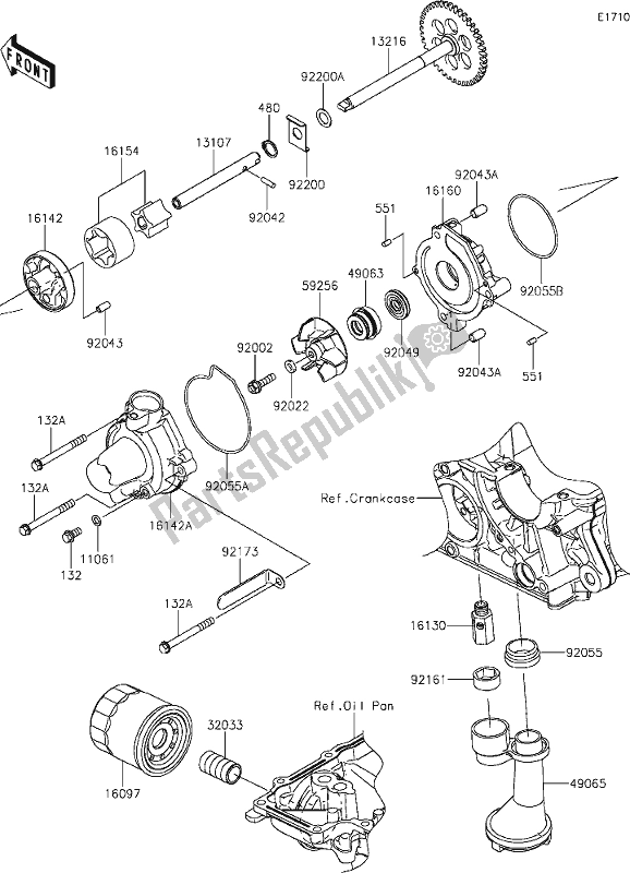 All parts for the 21 Oil Pump of the Kawasaki Z 900 2021