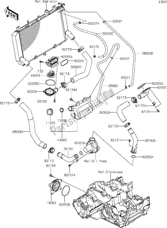 Toutes les pièces pour le 26 Water Pipe du Kawasaki Z 900 2021