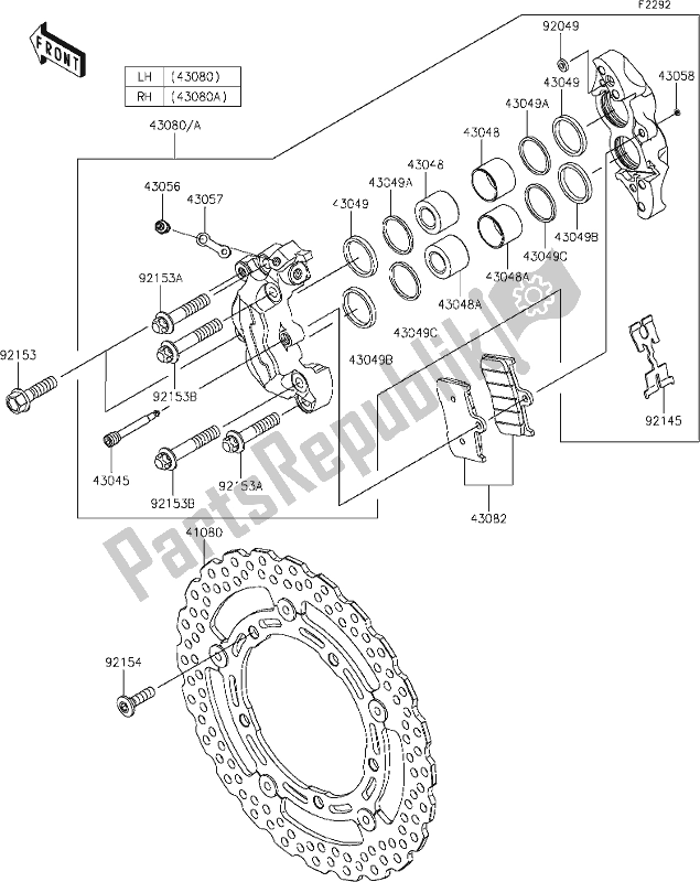 All parts for the 42 Front Brake of the Kawasaki Z 900 2021