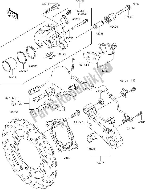 Toutes les pièces pour le 44 Rear Brake du Kawasaki Z 900 2021