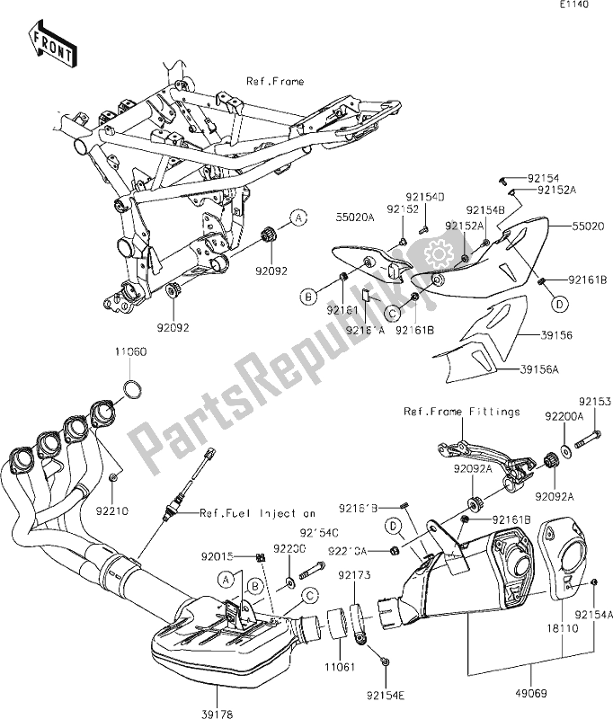 Todas as partes de 5 Muffler(s) do Kawasaki Z 900 2021