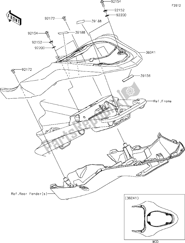Alle onderdelen voor de 51 Seat Cover van de Kawasaki Z 900 2021